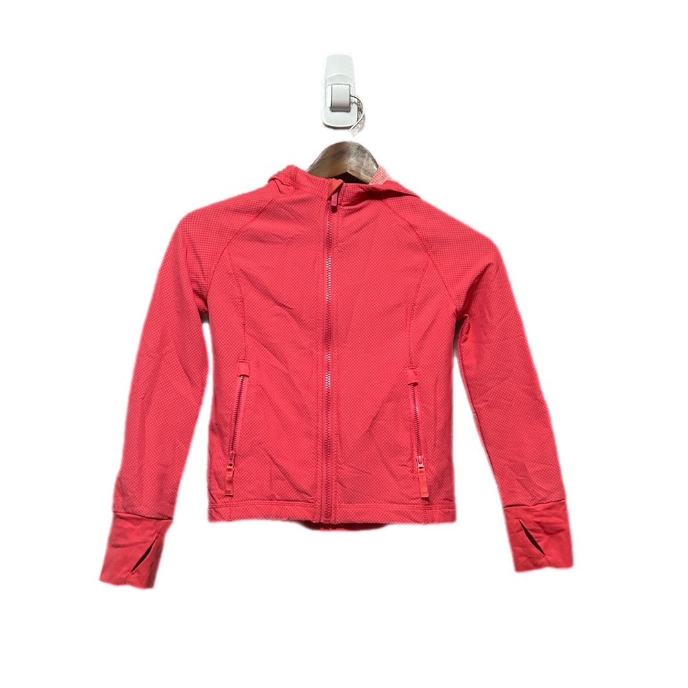 All In Motion Full Zip Hoodie Girls Size S Pink Excellent Textured Thumbhole